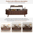Lift-Up Oval Coffee Table with Hidden Storage and Roller-Shutter Doors, 120L x 50W x 39.5H cm, Wood - Photo 5
