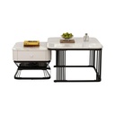 Nesting Coffee Table Set with Open Storage Shelf, 70L x 70W x 45H cm, White+Black - Photo 2