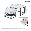 Nesting Coffee Table Set with Open Storage Shelf, 70L x 70W x 45H cm, White+Black - Photo 3