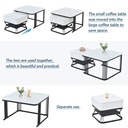 Nesting Coffee Table Set with Open Storage Shelf, 70L x 70W x 45H cm, White+Black - Photo 4
