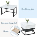 Nesting Coffee Table Set with Open Storage Shelf, 70L x 70W x 45H cm, White+Black - Photo 5