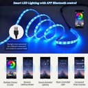 Lift-Top Coffee Table with App-Controlled RGB LED Lights, 100L x 45W x 43H cm, White - Photo 4