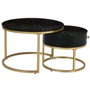 Round Nesting Coffee Tables with Storage Drawer, Black - Photo 2