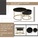 Round Nesting Coffee Tables with Storage Drawer, Black - Photo 4