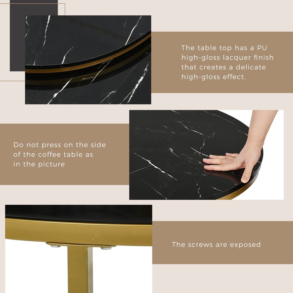 Round Nesting Coffee Tables with Storage Drawer, Black - Photo 5
