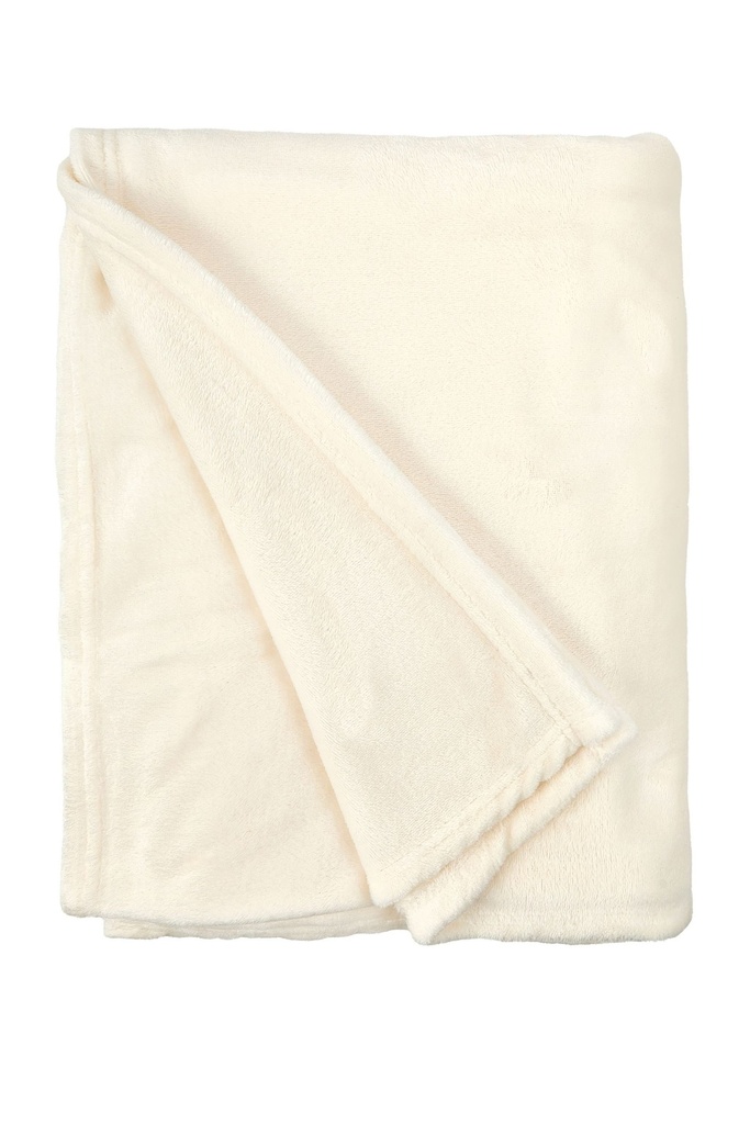 Plush Flannel Fleece Blanket - Super Soft Throw in Cream - Image 2