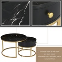 Round Nesting Coffee Tables with Storage Drawer, Black - Photo 6