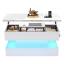 Multifunctional White Coffee Table with Integral Power Outlet, 100L x 50W x 51.5H cm, White - Photo 2