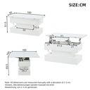 Multifunctional White Coffee Table with Integral Power Outlet, 100L x 50W x 51.5H cm, White - Photo 3