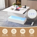 Multifunctional White Coffee Table with Integral Power Outlet, 100L x 50W x 51.5H cm, White - Photo 4