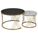 Set of 2 Modern Nesting Marble Coffee Tables with Metal Frame, Grey - Photo 2
