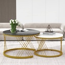 Set of 2 Modern Nesting Marble Coffee Tables with Metal Frame, Grey - Photo 4