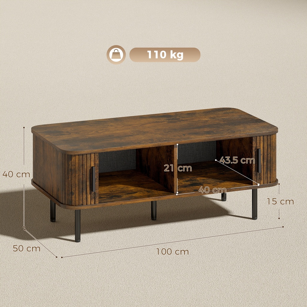 HOMCOM Coffee Table with Storage Rustic Brown - Photo 3