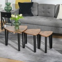 HOMCOM Nest of 3 Triangle Tables Metal Legs Walnut Wood Grain - Photo 2