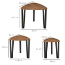 HOMCOM Nest of 3 Triangle Tables Metal Legs Walnut Wood Grain - Photo 3