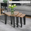 HOMCOM Nest of 3 Triangle Tables Metal Legs Walnut Wood Grain - Photo 4