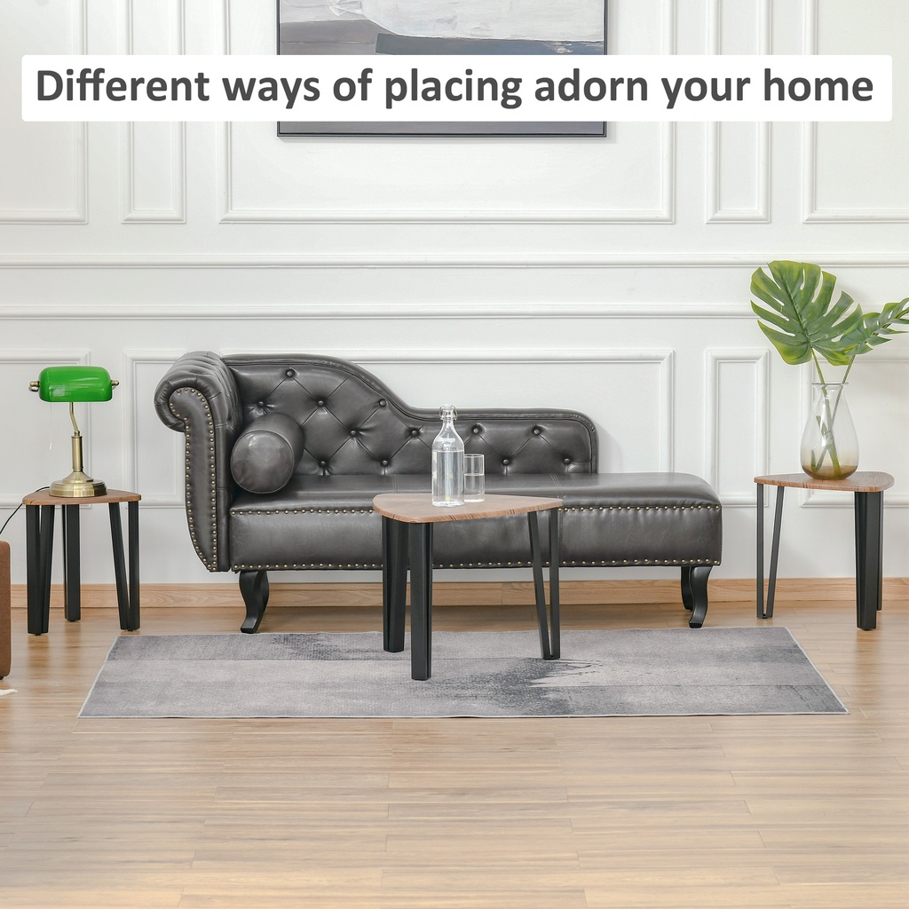 HOMCOM Nest of 3 Triangle Tables Metal Legs Walnut Wood Grain - Photo 5