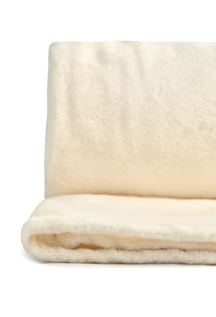 Plush Flannel Fleece Blanket - Super Soft Throw in Cream - Image 4