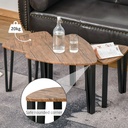 HOMCOM Nest of 3 Triangle Tables Metal Legs Walnut Wood Grain - Photo 6
