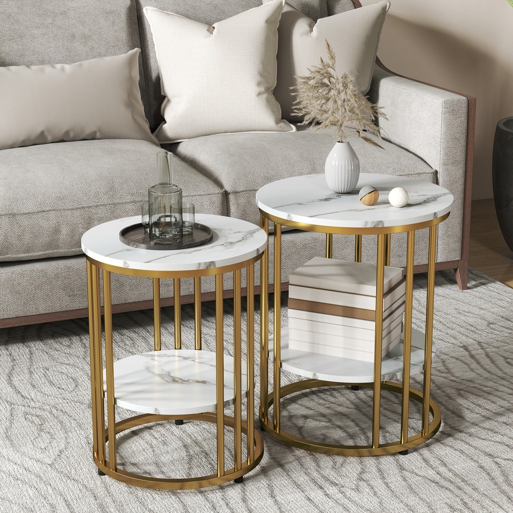 Coffee Table Set 45W x 45D x 55Hcm Gold Tone - Photo 2