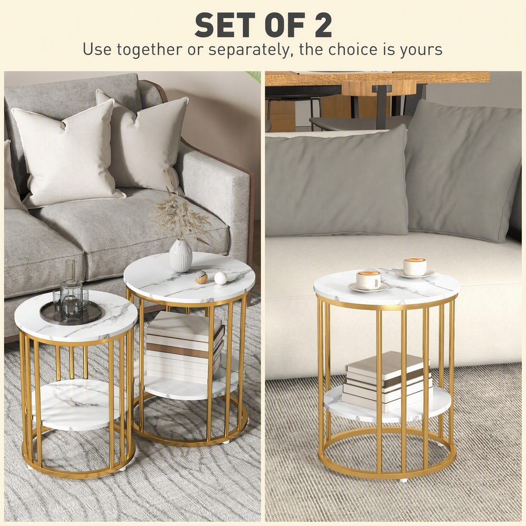 Coffee Table Set 45W x 45D x 55Hcm Gold Tone - Photo 4