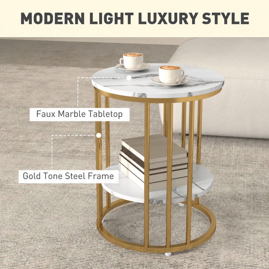 Coffee Table Set 45W x 45D x 55Hcm Gold Tone - Photo 6