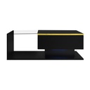 High-Gloss Black Coffee Table with Tempered Glass Top and LED Lighting, Black - Photo 2