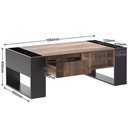 Wood Coffee Table with Handleless Drawer and Double-Sided Storage, Black+Gray - Photo 3