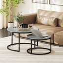 HOMCOM Cement-Effect Stacking Tables Set of 2 Grey - Photo 2