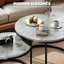 HOMCOM Cement-Effect Stacking Tables Set of 2 Grey - Photo 4