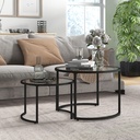 HOMCOM Nest of Glass-Top Coffee Tables 2-Piece Set - Photo 2