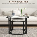 HOMCOM Nest of Glass-Top Coffee Tables 2-Piece Set - Photo 4