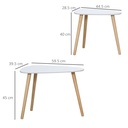 HOMCOM Nesting Coffee Table Set of 2 White Wood Legs - Photo 3
