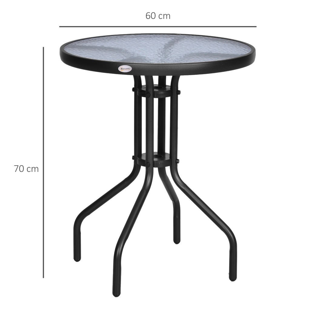 Outsunny Bistro Coffee Table Round Glass Top 60cm - Photo 3