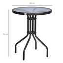 Outsunny Bistro Coffee Table Round Glass Top 60cm - Photo 3