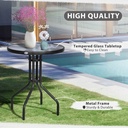 Outsunny Bistro Coffee Table Round Glass Top 60cm - Photo 4