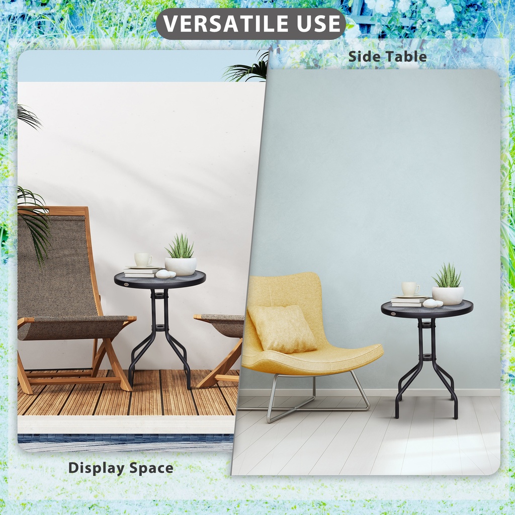 Outsunny Bistro Coffee Table Round Glass Top 60cm - Photo 5