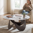 HOMCOM Coffee Table Sintered Stone Modern Living Room White Black - Photo 2