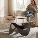 HOMCOM Coffee Table Sintered Stone Modern Living Room Brown Black - Photo 2