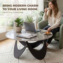 HOMCOM Coffee Table Sintered Stone Modern Living Room Brown Black - Photo 4