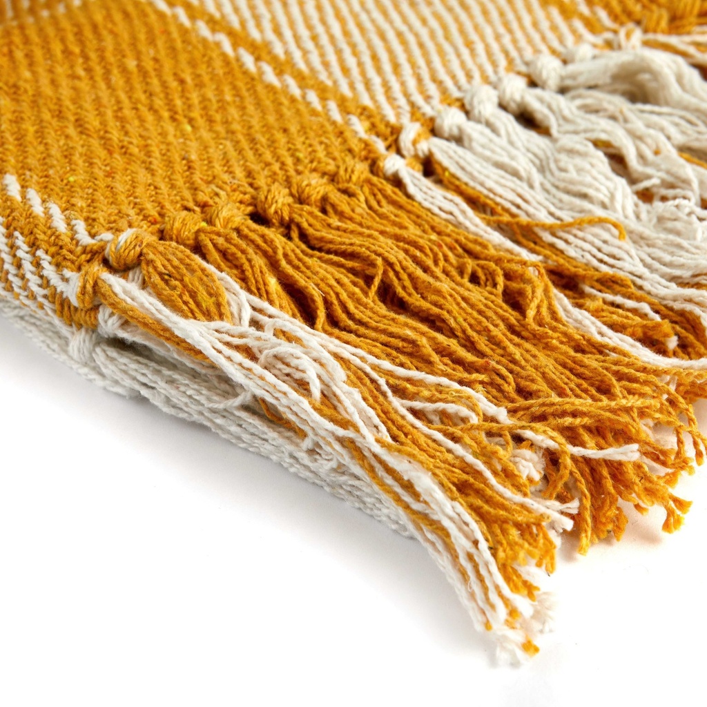 Comfy Check - Recycled Cotton Throw in Ochre - Image 2