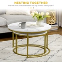 HOMCOM Round Nesting Tables Faux Marble Metal Frame White - Photo 4