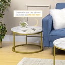 HOMCOM Round Nesting Tables Faux Marble Metal Frame White - Photo 5