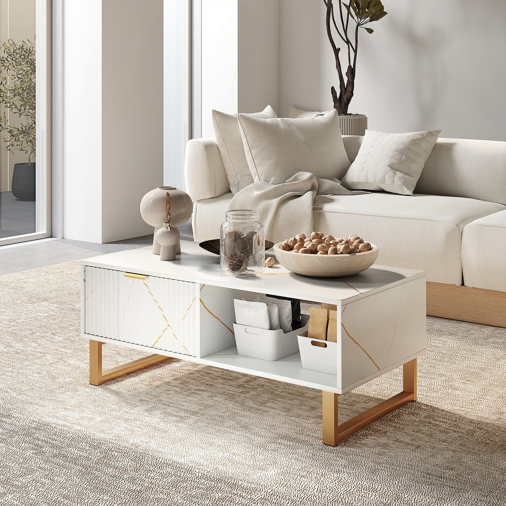 Coffee Table 100W x 50D x 40Hcm White - Photo 2