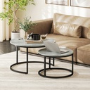 HOMCOM Marble-Effect Stacking Tables Set of 2 Grey - Photo 2