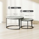 HOMCOM Marble-Effect Stacking Tables Set of 2 Grey - Photo 3