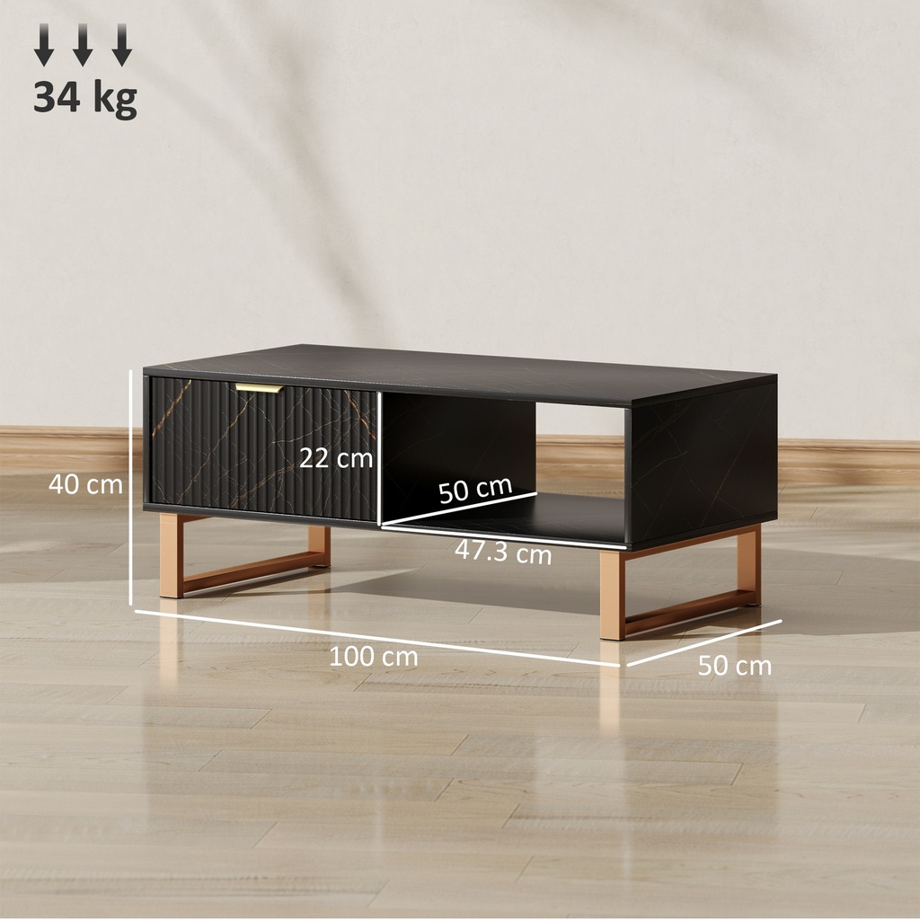 Coffee Table 100W x 50D x 40Hcm Black - Photo 3