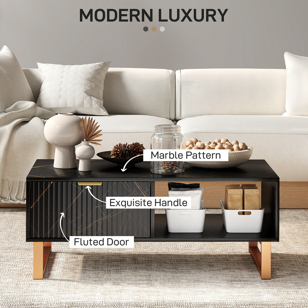 Coffee Table 100W x 50D x 40Hcm Black - Photo 4