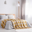 Comfy Check - Recycled Cotton Throw in Ochre - Image 4