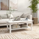HOMCOM White Coffee Table Wood with Storage Shelf 94x44cm - Photo 2